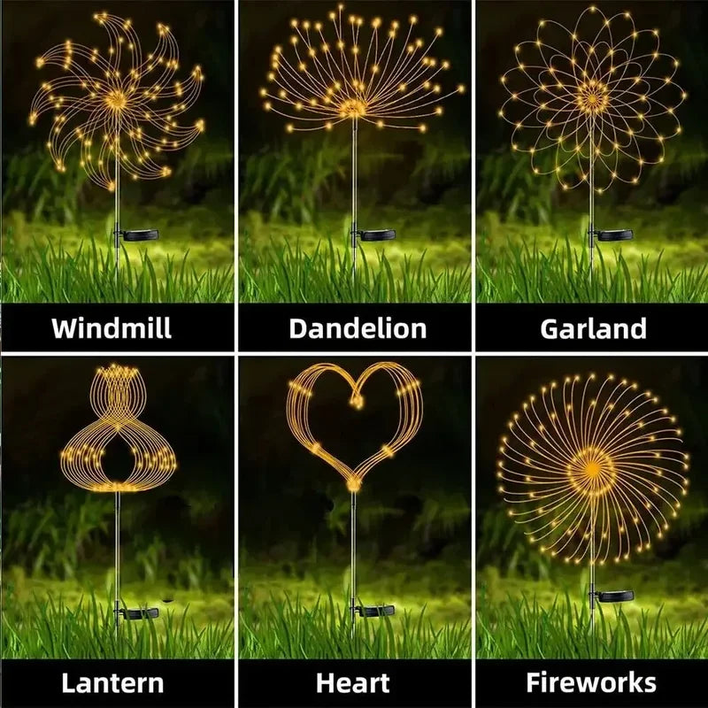 Outdoor Solar Firework Lights Garden Decoration Waterproof Fairy Lights