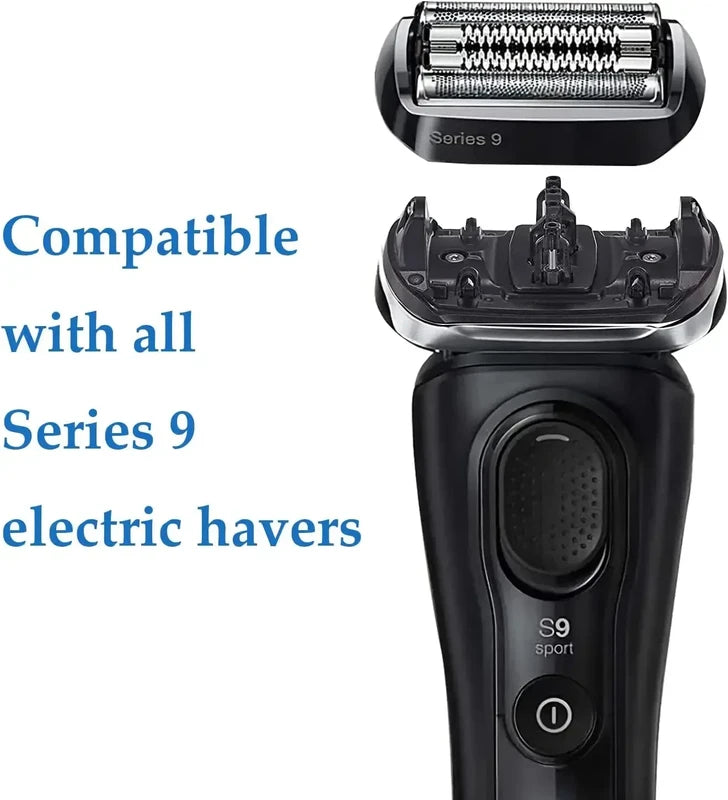 Shaver Head Replacement for Braun Series 9 Electric Shavers - Silver & Black