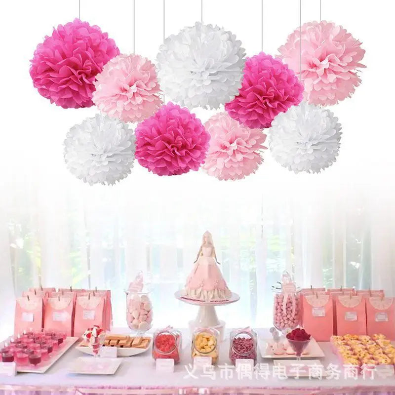 9PCS Tissue Paper Pom Poms for Party Decor Wedding Birthday Christmas Halloween