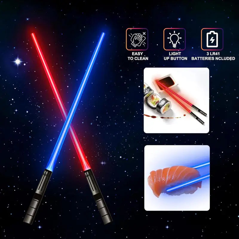 Glow LED Light Saber Chopsticks for Parties and Events - Colorful Light-Up Cutlery Set