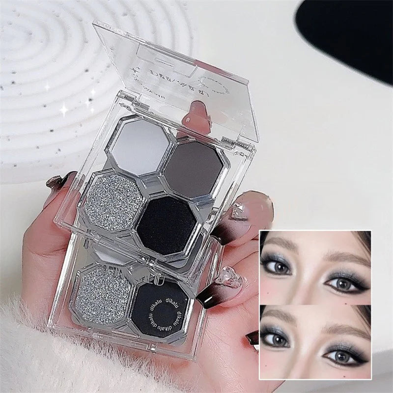 Black Light Star 4-Color Eye Shadow Palette Smoky Dark Black Makeup Cosmetics