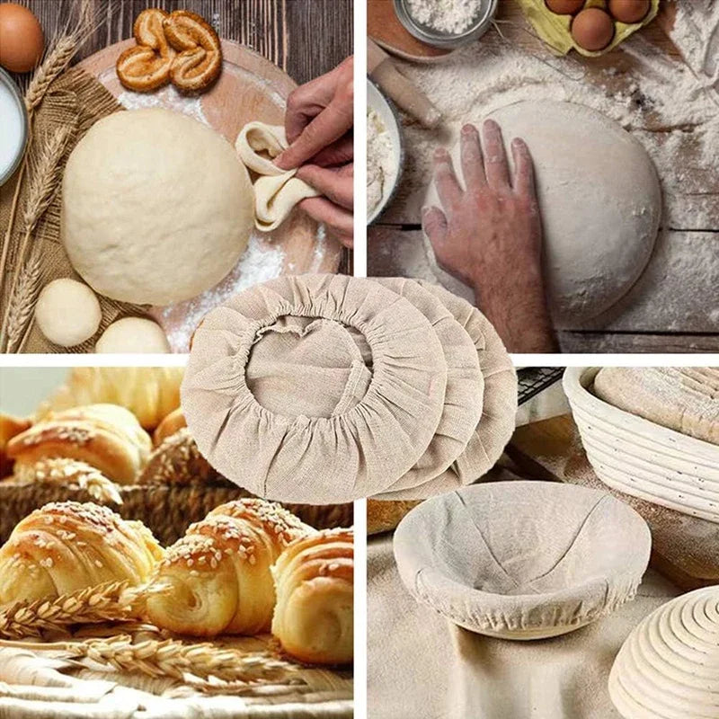 Bread Basket Liner Cloth Set - 10 Inch Round Dough Fermentation Covers DIY Baking Tools