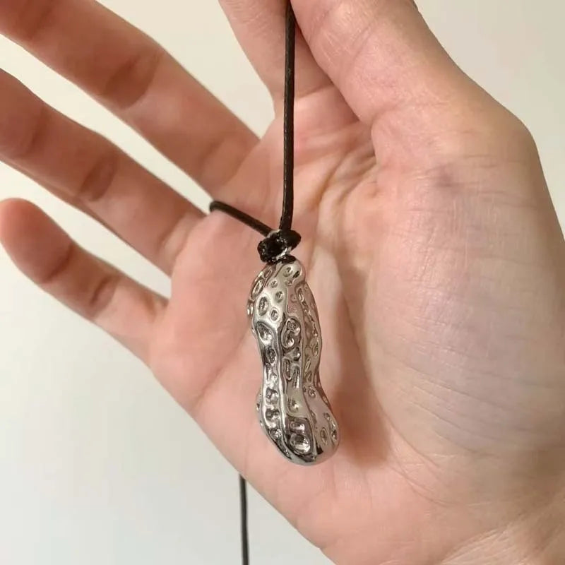Creative Cute Peanut Pendant Necklace for Women Geometric Elegant Jewelry