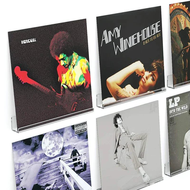 Acrylic Record Display Shelf Set - Wall Mount Vinyl Album Storage Racks - Clear 2pcs