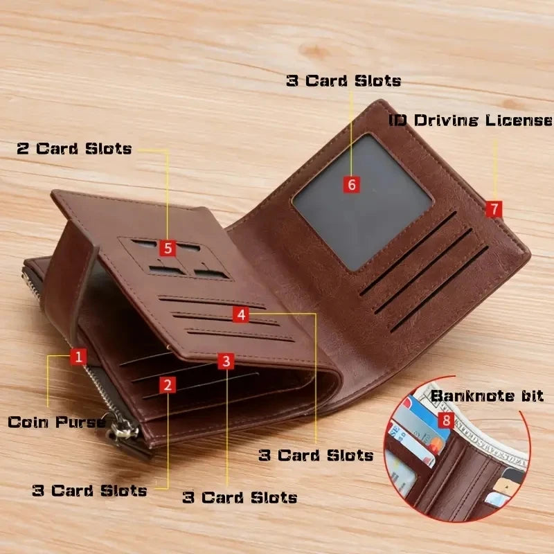 Men's RFID Coin Purse Wallet with Zipper Leather Money Bag for Men