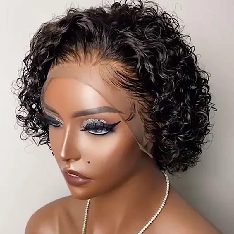 Pixie Cut Human Hair Wig 13x1 Lace Frontal Short Bob for Black Women