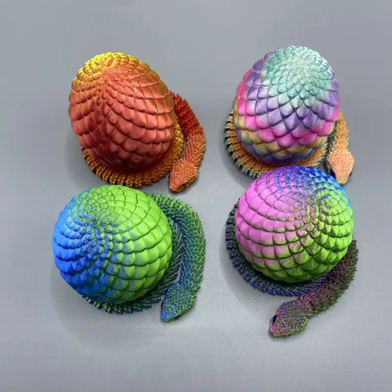 3D Printed Snake Surprise Egg Decorations - Flexible Joints, Set of 4 for Enthusiasts