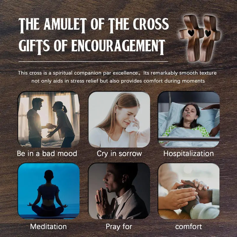 Wooden Cross Fidget Stress Relief Toy - Handmade Pocket Prayer Cross for Meditation & Encouragement