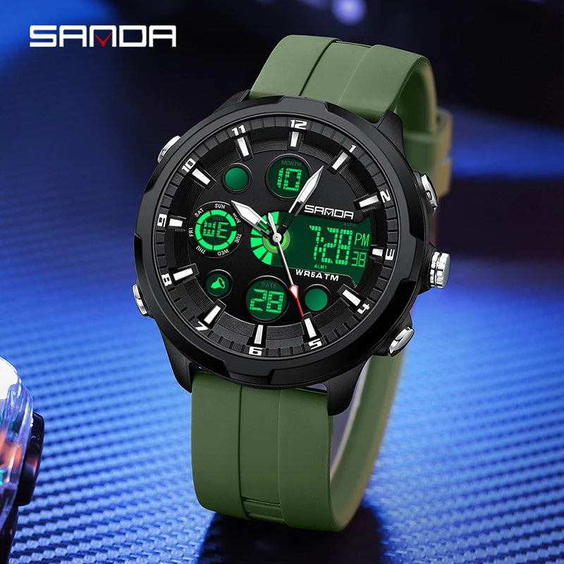Digital Military Sports Watch for Men - Waterproof Quartz Wristwatch