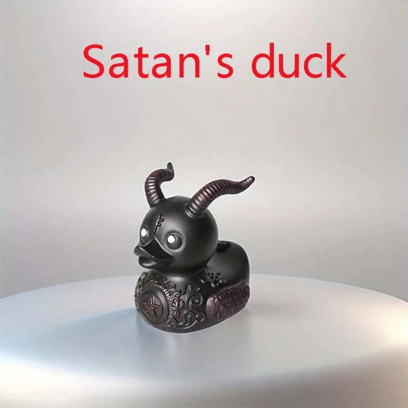 Gothic Punk Rock Duck Resin Statue Halloween Decor Animal Sculpture Home Ornament