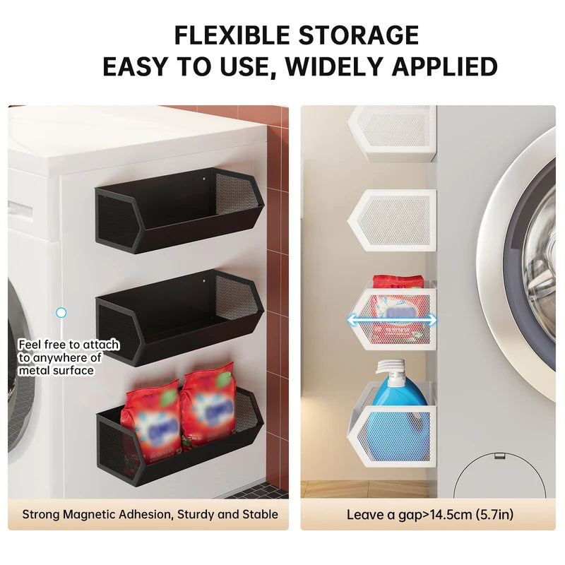 Magnetic Storage Rack for Balcony or Laundry Room No Drilling Wall Shelf
