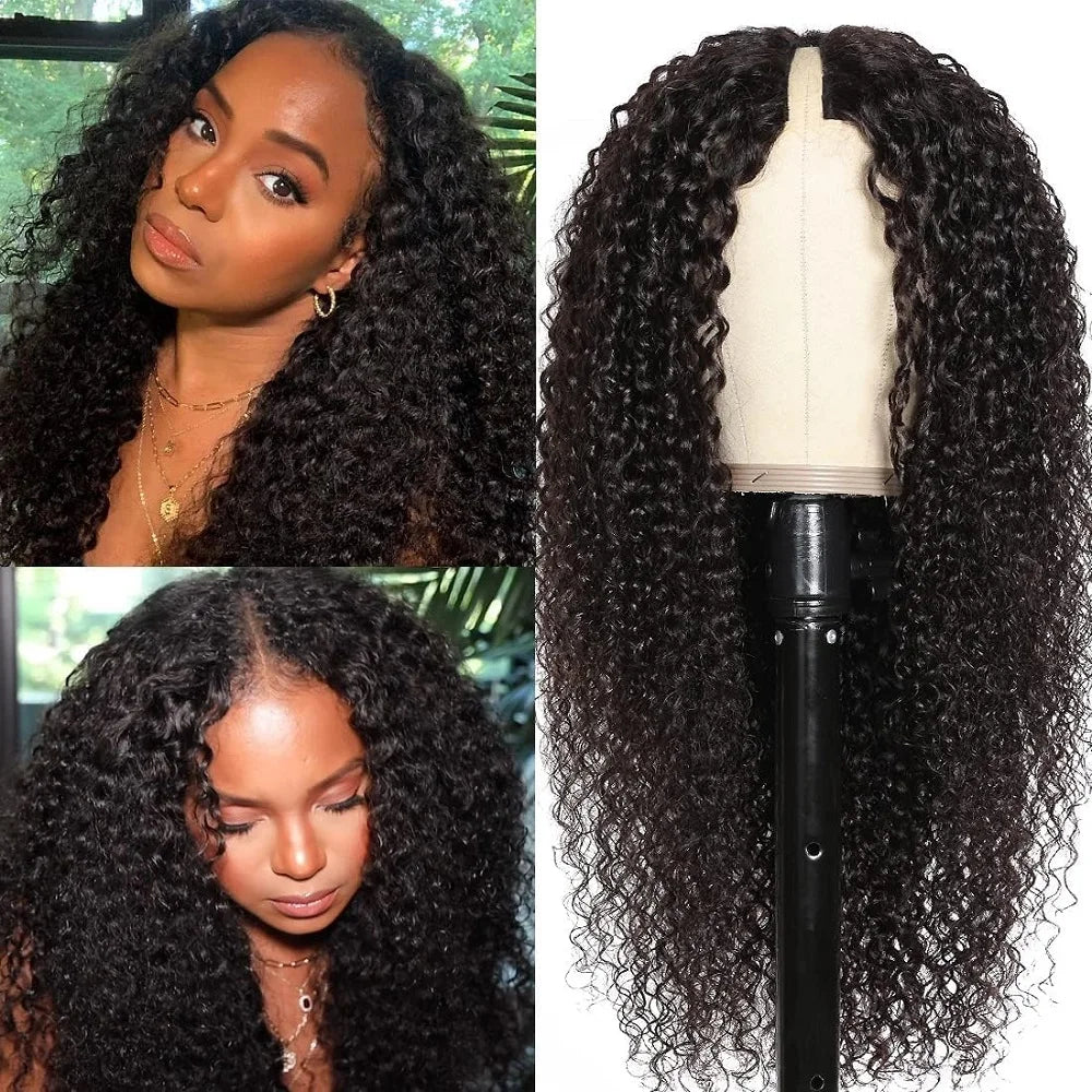 High Density Curly Water Wave Human Hair Wig 30-32 Inch Ready To Wear