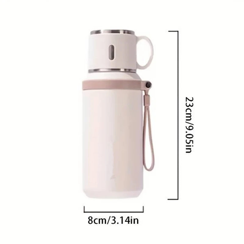 600ml Stainless Steel Travel Coffee Mug Leak-Proof Thermos Bottle for Hot & Cold Drinks
