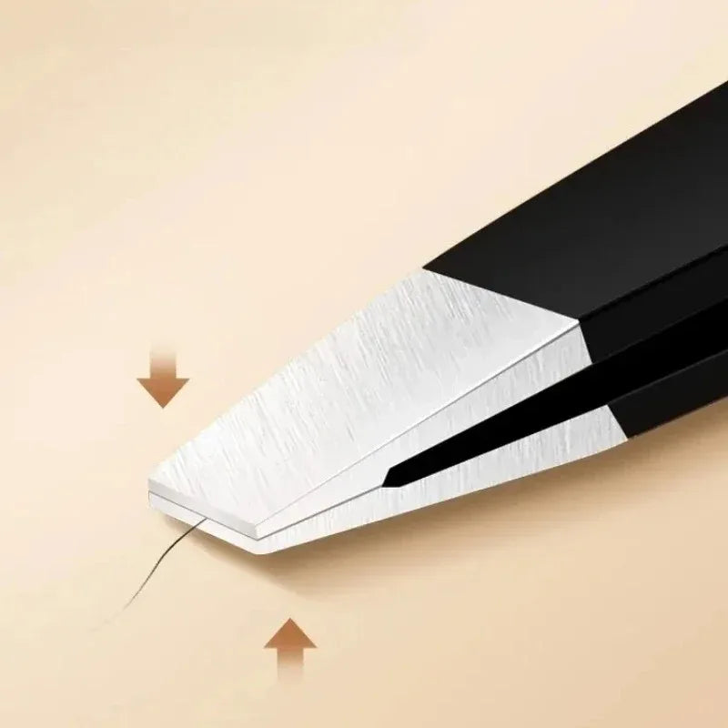 Stainless Steel Eyebrow Tweezer Set with Slant, Flat, Hook & Point Tips - Beauty Tools for Eyebrow Shaping & Ingrown Hair Removal