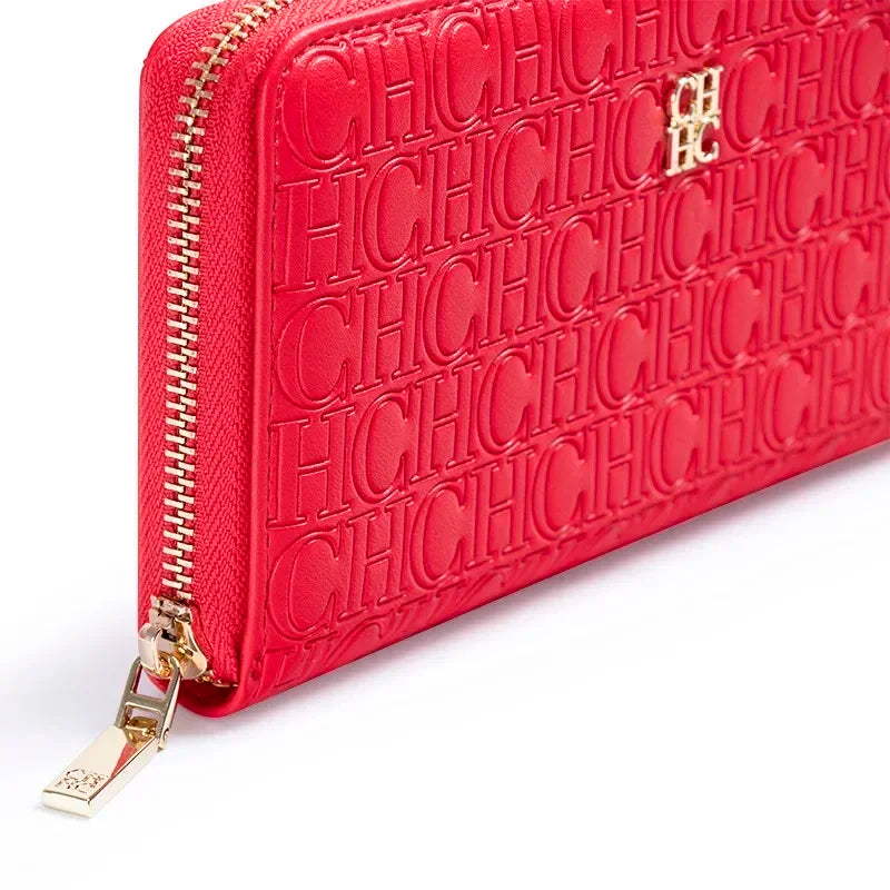 Luxury Women's Wallet with Embossed Initials Compact Leather Purse