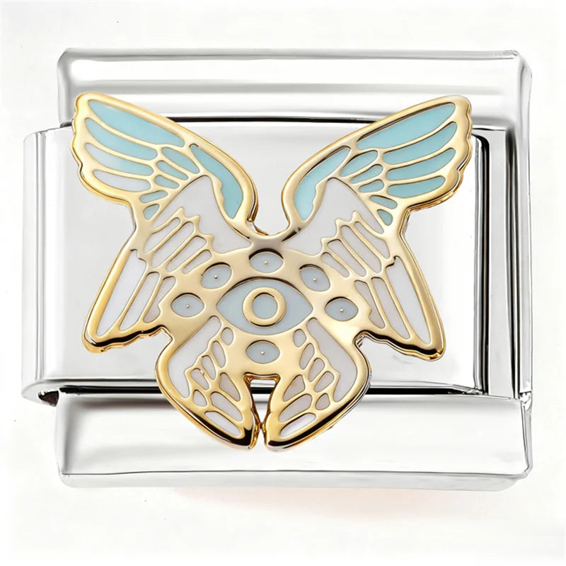 Colorful Cat Strawberry Mushroom Wings Charm Bracelet - Stainless Steel DIY Jewelry Making