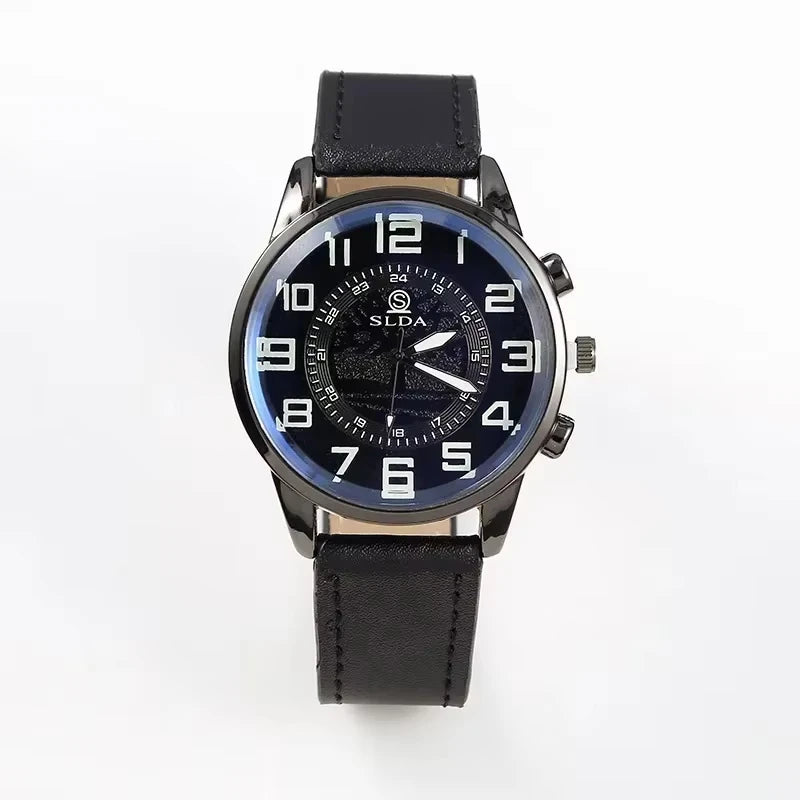 Men's Leather Quartz Wristwatch - Business Casual Elegant Men's Watch