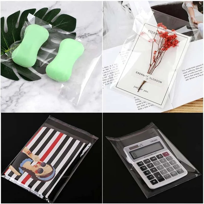 30pcs Clear Plastic Storage Bags with Self-Adhesive Closure for Clothing & Gifts