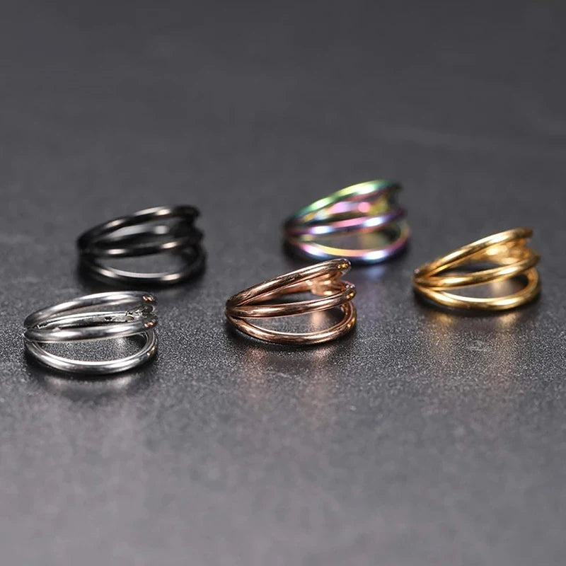 Titanium CZ Conch Nose Ring Hoop Cartilage Helix Daith Tragus Piercing Jewelry