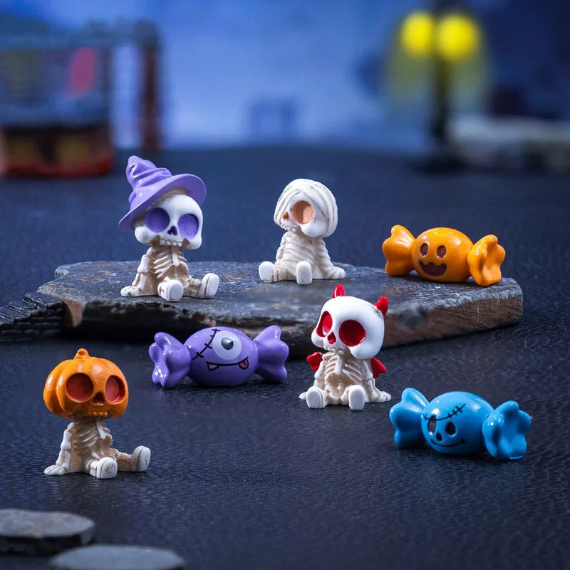 Halloween Pumpkin Skull Resin Pendant Set for DIY Jewelry and Miniature Decor