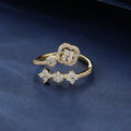 Adjustable 14k Gold Filled Moissanite Ring for Women – Elegant Flower Design