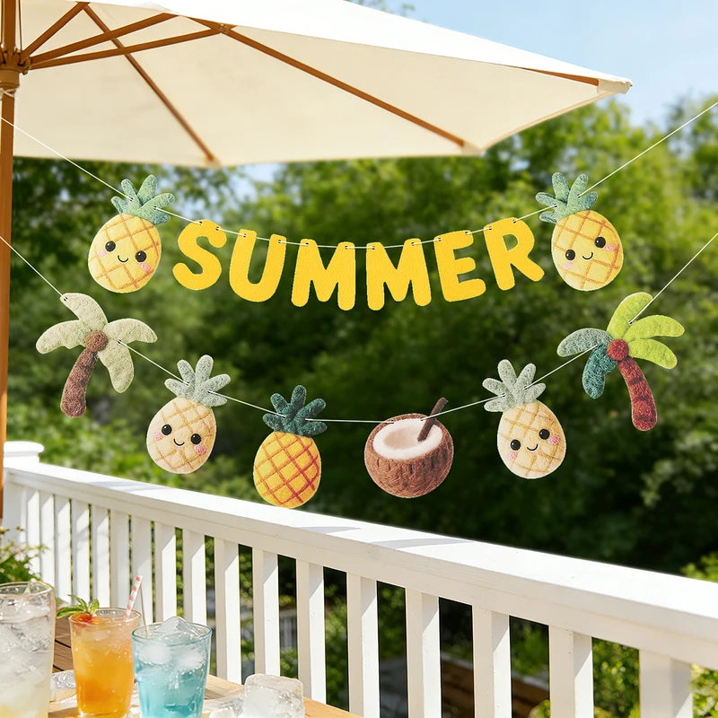 Summer Beach Party Ice Cream Banner Hanging Decoration for Birthday Celebration