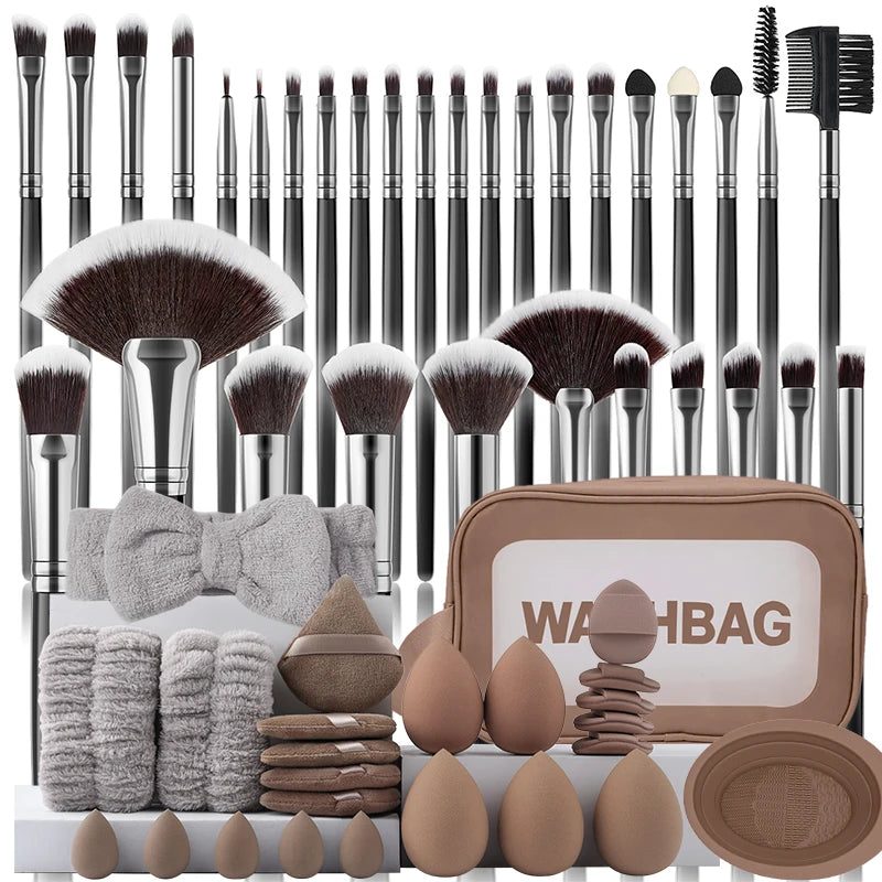 Makeup Brush Set with 32 Cosmetic Tools for Powder, Eye Shadow, Foundation & Blush