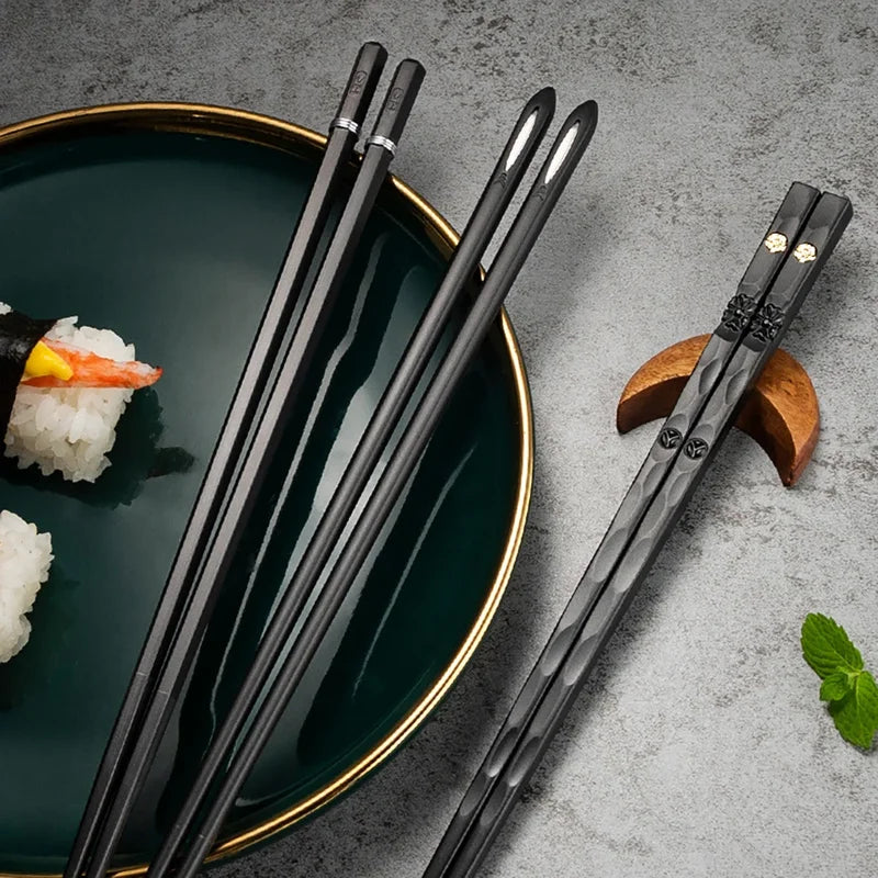 Reusable Alloy Chopsticks Set - Japanese & Korean Style Flatware for Kitchen Tableware