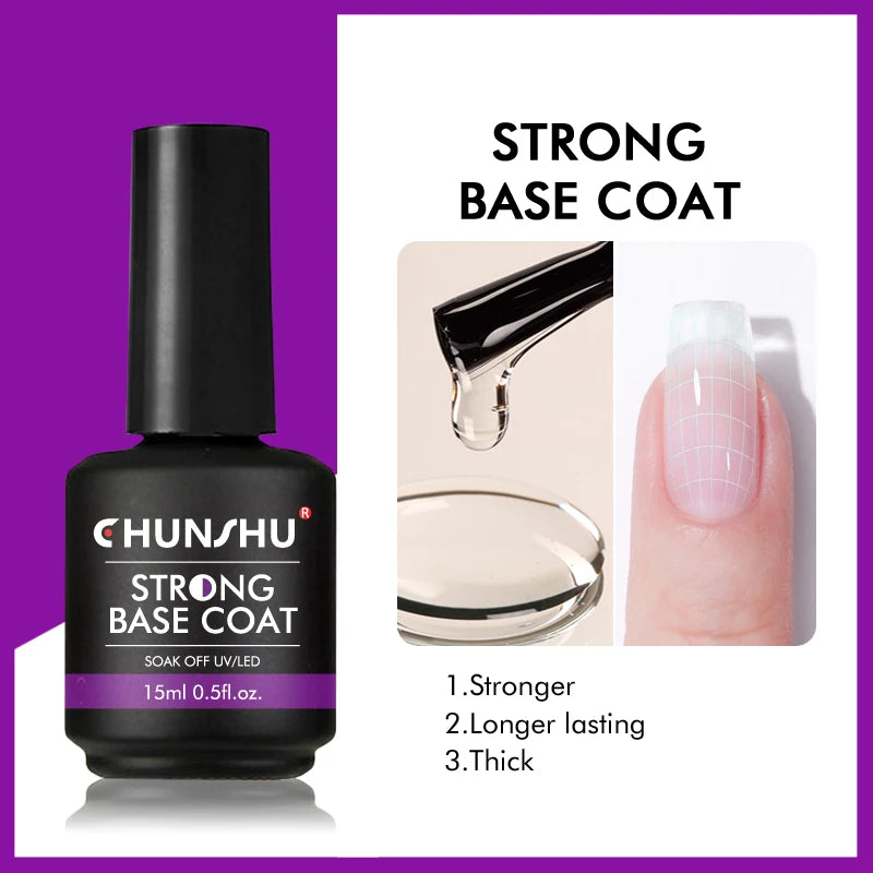 6-in-1 UV Gel Nail Polish Kit Builder Rubber Base Coat Semi-Permanent 15ML