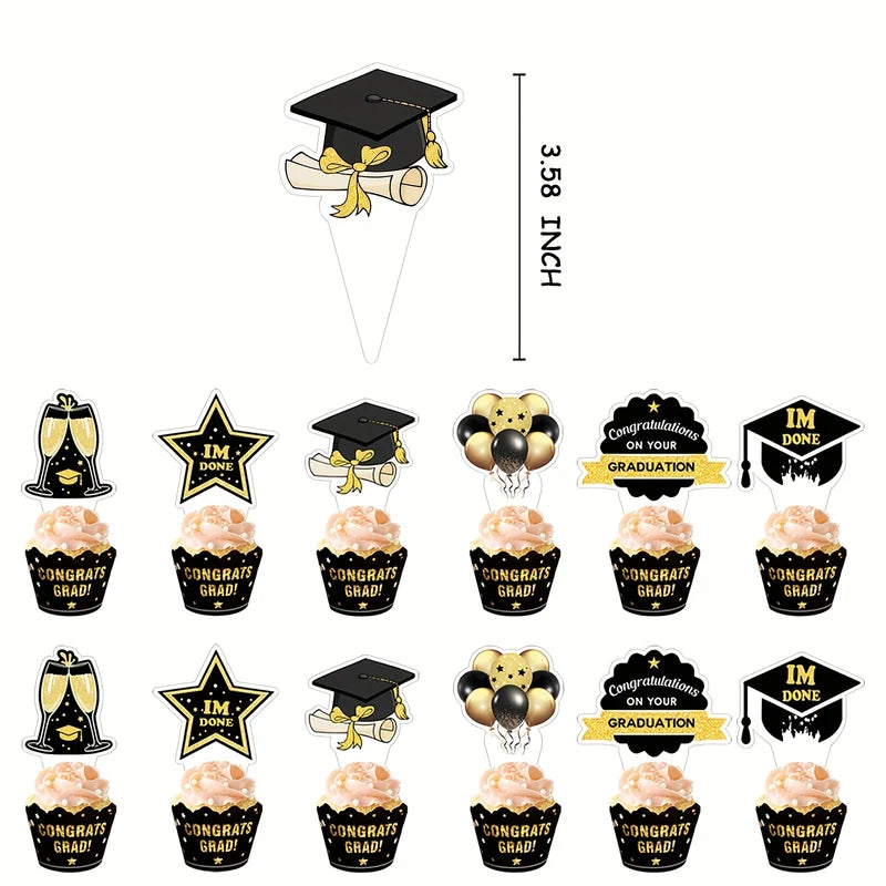 Graduation Party Decoration Kit with Banner Swirls Photo Booth Props Celebration Supplies