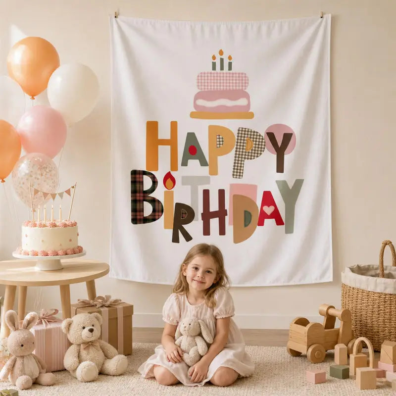 Birthday Celebration Tapestry Wall Decoration for Parties, Kids, Pets & More