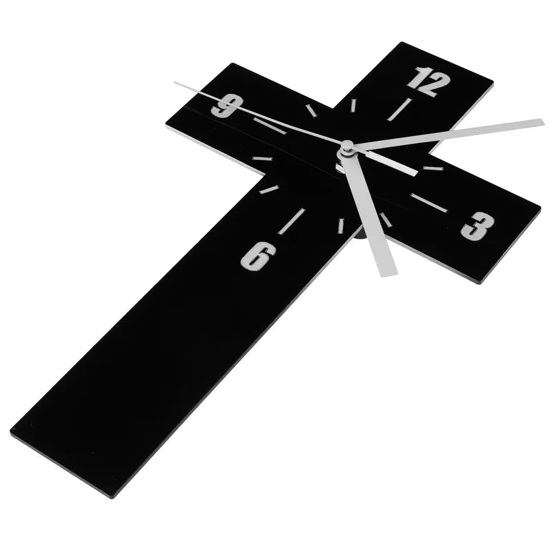 Silent Acrylic Cross Wall Clock - Modern Decorative Clock for Living Room & Bedroom