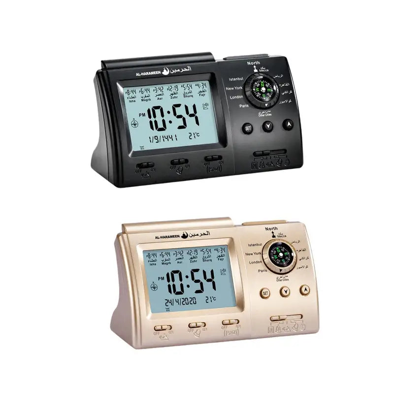 Digital Muslim Prayer Alarm Clock with Temperature & Backlight - Indoor Table Clock