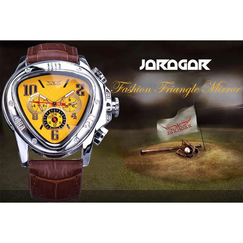 Men's Mechanical Watch with Leather Strap, Automatic Waterproof Design