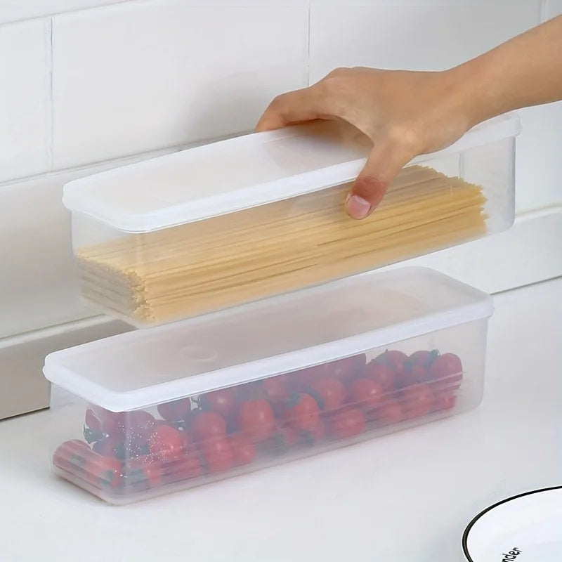 4 Pack Rectangular Food Storage Containers - Reusable Plastic Refrigerator Organizer Boxes