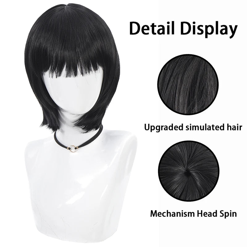 Short Straight Bob Wig for Women Synthetic Hair with Fringe - High Temp Silk Style