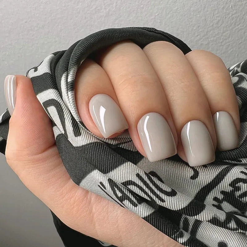 24P French Short Solid Color False Nails - Elegant Acrylic Fake Nail Tips