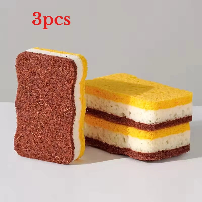 6pcs Multi-Color Sisal Scouring Pads for Kitchen Cleaning - Natural Wood Pulp Cotton