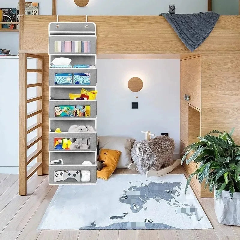 Hanging Storage Organizer with 5 Large Pockets, Door Mount, Anti-Tilt Design