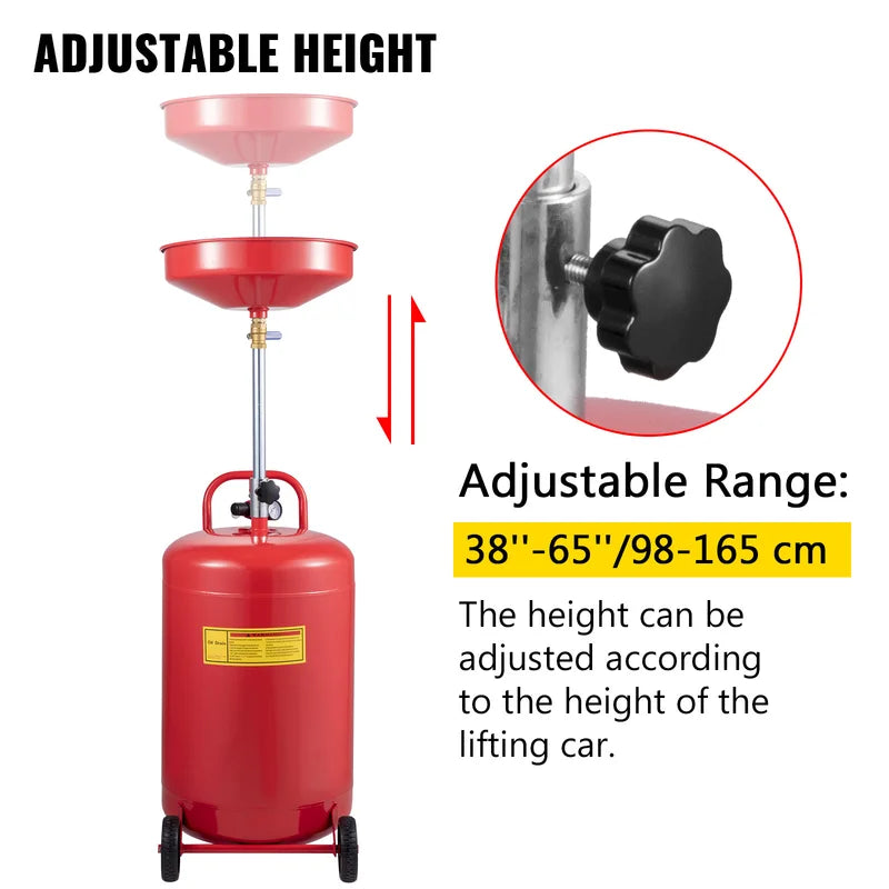 20 Gallon Waste Oil Drain Tank with Air Operated Drainer & Pressure Regulating Valve