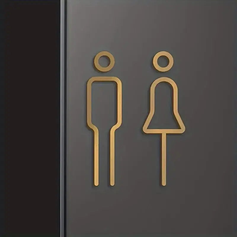 Black Gold Color Toilet Sign Plate Brass Wall Label WC Holder Door Signage