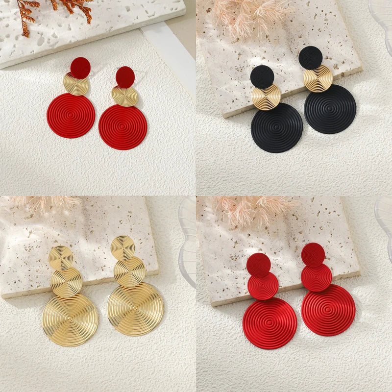 Trendy Dangle Earrings Trio Circle Design for Daily Outfits & Parties