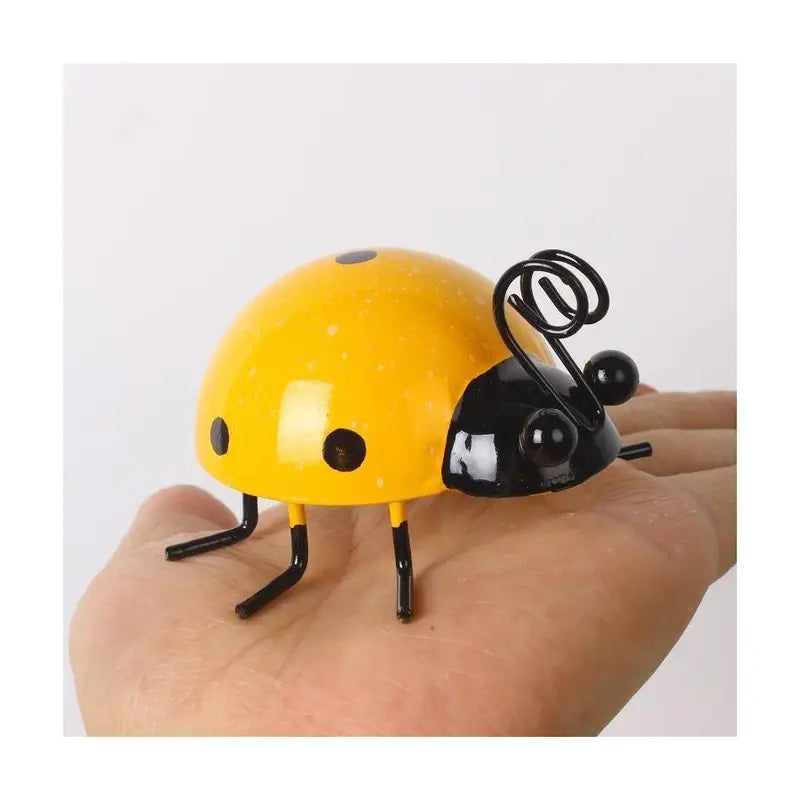 Mini Metal Ladybug Wall Hanging Ornament Garden Decor Set - Outdoor Fence Sculpture