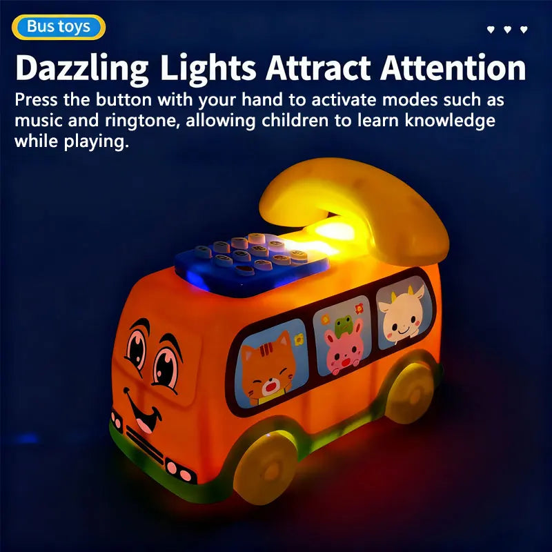 Kids' Educational Toy Phone Bus with Lights and Sound for Toddlers