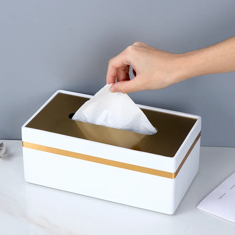 Marbling Resin Tissue Box with Light Luxury Design for Home Decor and Living Room
