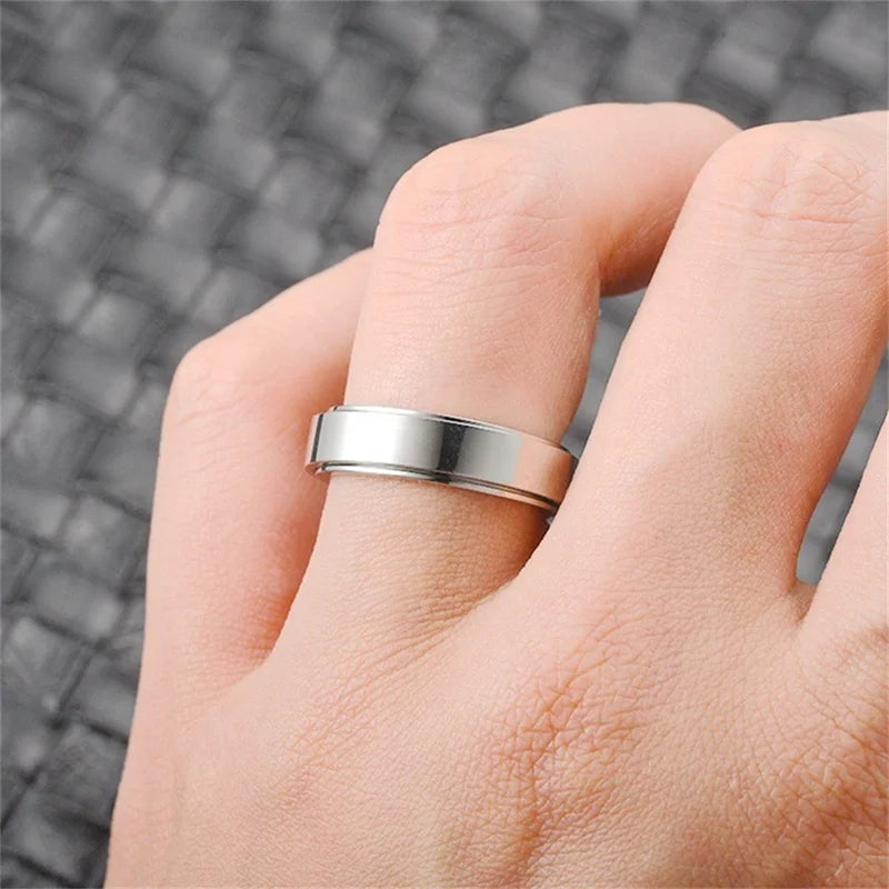 Stress Relief Fidget Spinner Ring - Stainless Steel Mood Jewelry for Men & Women