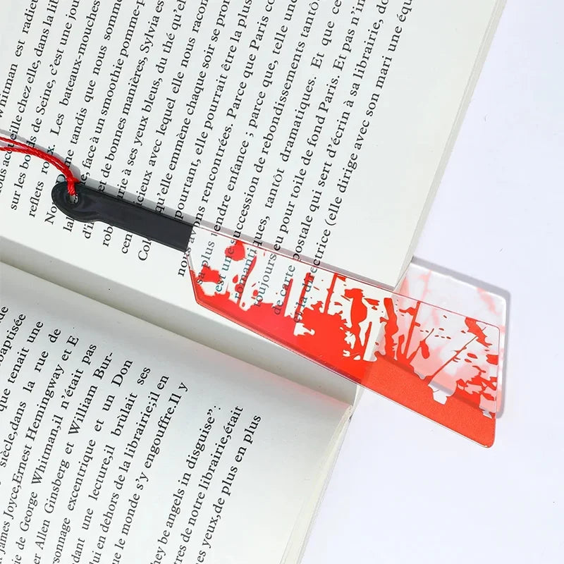 Halloween Horror Knife Acrylic Bookmark with Tassel - Bookworm Gothic Gift