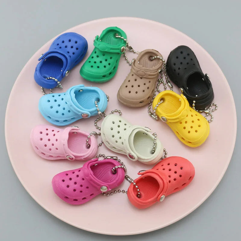 Mini EVA Shoe Charms Keychain Set - Colorful Croc Shoe Pendants for DIY Accessories