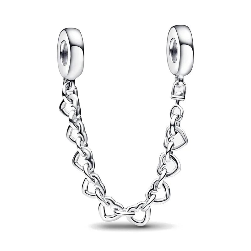 925 Silver Butterfly Moon Star Heart-Shaped Clip Safety Chain for Bracelets - DIY Jewelry Accessory