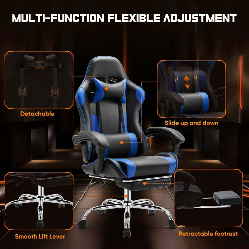 Ergonomic Racing Gaming Chair with Adjustable Height & Swivel PU Leather